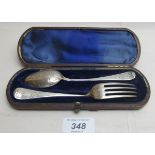 A Victorian silver christening set, comp