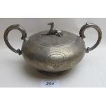 A large two handled Victorian silver sug