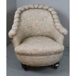 A Victorian ladies shell back chair upho