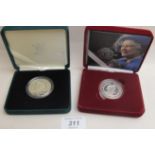 Two Royal Mint silver proof £5 coins to