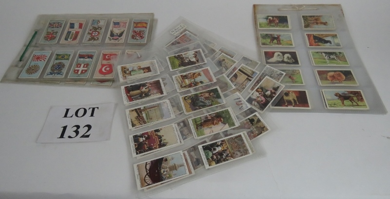 Three sets of cigarette cards, depictin