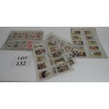 Three sets of cigarette cards, depictin