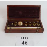 Sikes hydrometer in wooden case, complete with weights & thermometer,