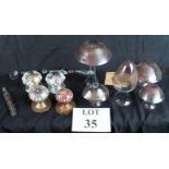 Two Milliefiori glass door knobs & two clear glass ones,