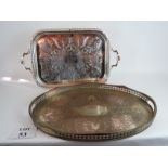 Two silver plated trays, the oval is 61 cm wide,