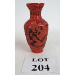 A Chinese cinnabar lacquer vase with rel