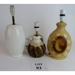 Four table lamps, two by Iden Pottery, R