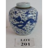 Chinese blue and white lidded jar with d