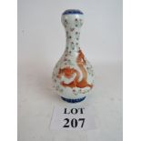 A Chinese garlic shaped vase painted wit