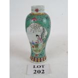 Chinese poly-chrome vase with lady & chi