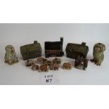 Five Tremar Studio pottery money boxes,