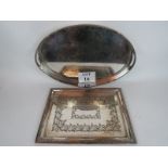 Two large silver plated tea trays est: £20-£40