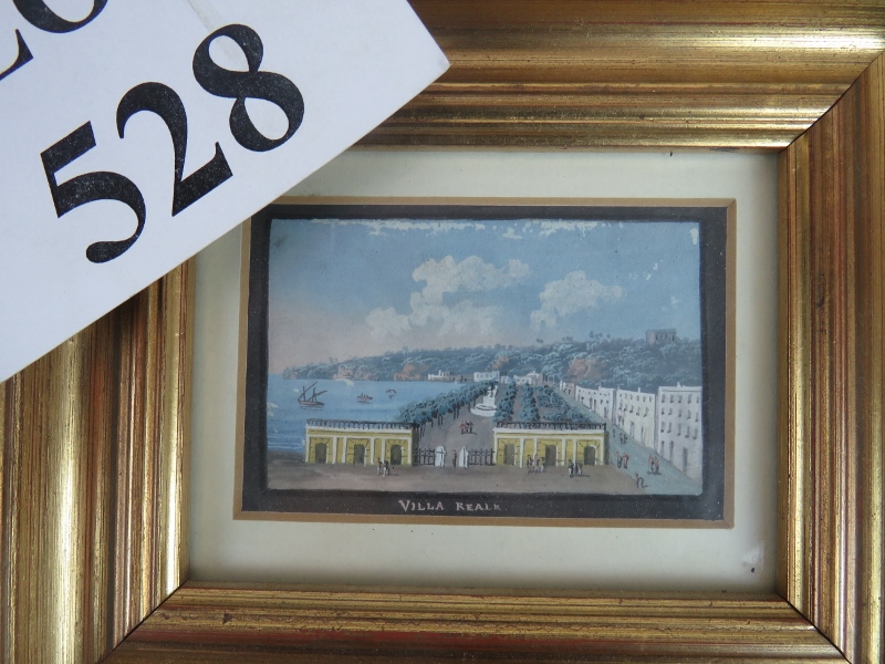 Neapolitan School (19th century) - 'Villa Reala', gouache, titled, 6 cm x 9 cm,
