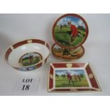 Six pieces of Royal Worcester 'Golfing Collection' porcelain designed exclusively by Melvin Buckley