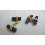 A pair of gilt lapis lazuli cuff links est: £25-£50