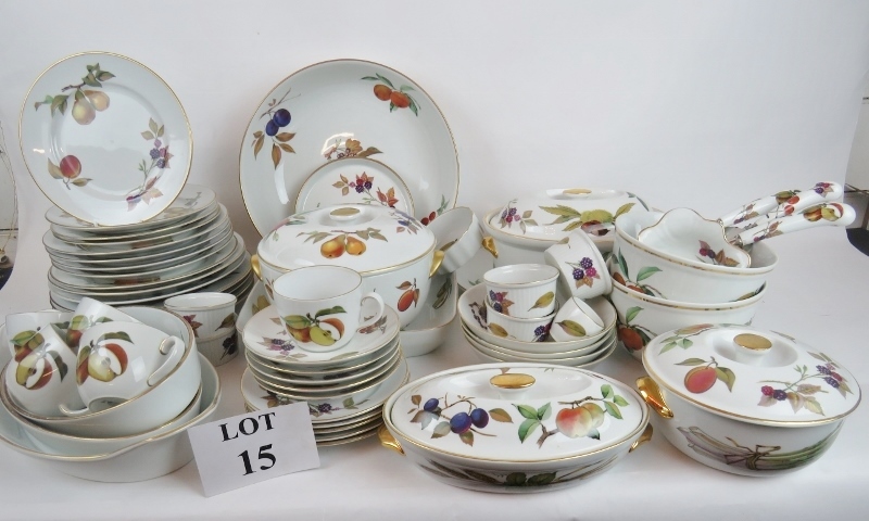 A large Royal Worcester 'Evesham' pattern dinner service,