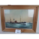 Arnold (1913) - 'Mission ship Alpha, North Sea', watercolour heightened with white, signed, titled,