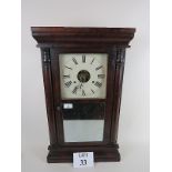 Seth Thomas wall clock with pendulum, weights & key, mirror to front exposed movement in dial,