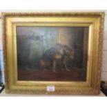 British School (19th century) - 'Portrait of a hound', oil on wooden panel, labels verso,
