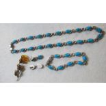 A Mexican silver and turquoise necklace,