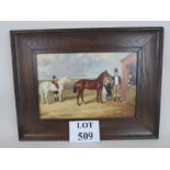 British School (late 19th/early 20th century) - 'Gentlemen on horses', oil on panel, 22 cm x 32 cm,