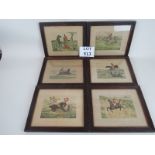 A set of six 19th century coloured hunting prints,