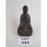 A Chinese statue of Buddha seated in the lotus position, six Chinese character mark to the base,