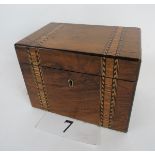 A Victorian multi-wood parquetry inlaid walnut tea caddy,