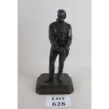 A cast bronze figure of a soldier of high rank, with detachable sword, on plinth,