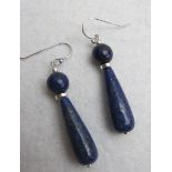 A pair of lapis lazuli drop earrings est: £25-£50