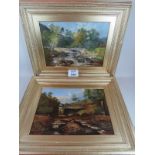 British School (19th century) - 'Rural river landscapes', a pair, oil on canvas, 40 cm x 55 cm,