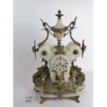 Large 19th century marble mantle clock with ornate brass mounts, in a classical style,