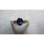 14ct yellow gold AAA tanzanite & channel set baguette diamond ring,