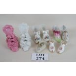 Porcelain shoes by various makers, some