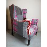c.1900 winged back armchair re-upholster