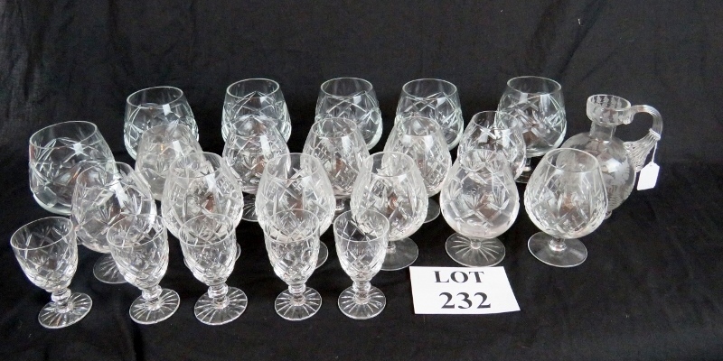 A selection of cut glass brandy and sher