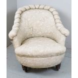 A Victorian ladies shell back chair upho