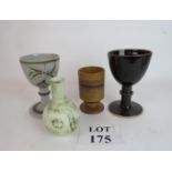 Four items of English studio pottery, Ro
