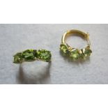 Peridot gemstone hoop earrings, 8cts, 14