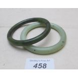 Two modern Chinese jade coloured bangles