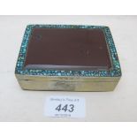 A Chinese metal box with turquoise and q