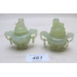 A pair of miniature modern Chinese jade