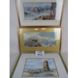 Three decorative watercolours depicting