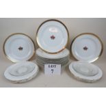 A set of 3 antique French porcelain plates decorated with crowns and marked 'Nast a Paris',