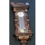 A 19th century continental Vienna type regulator wall clock,