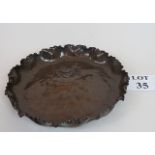 Japanese bronze bowl decorated with a crab to the interior in relief and an undulating rim est: