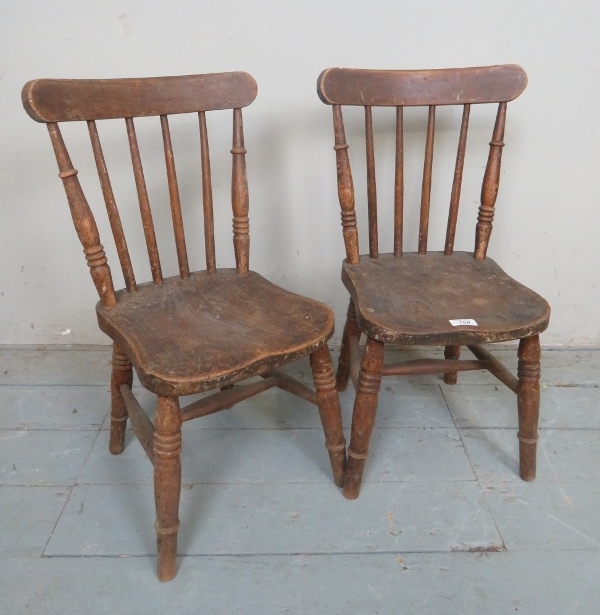A pair of late Victorian child's chairs with elm seats est: £20-£40