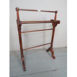A late Victorian / Edwardian freestanding country house style stained towel rail est: £20-£30