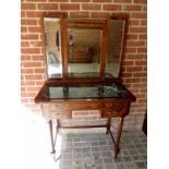 An early 20th Century continental dressing table with a marble top and swing mirror est: £30-£50