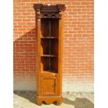 A large period style hardwood tall corner cabinet (slightly a/f) est: £50-£80